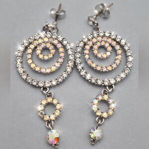 Iridescent Aurora Borealis (AB) Triple Circle Chandelier Earring
